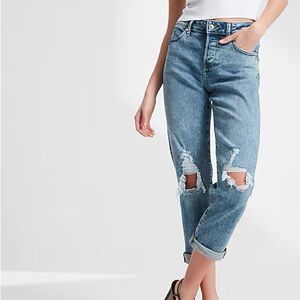 Mid Rise Medium Wash Ripped Boyfriend Jeans 2P